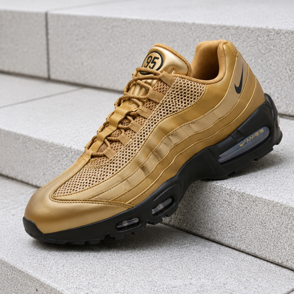 Nike Air Max 95 SE Big Bubble Total 90 Metallic Gold IV2872-707 Men’s Size New
