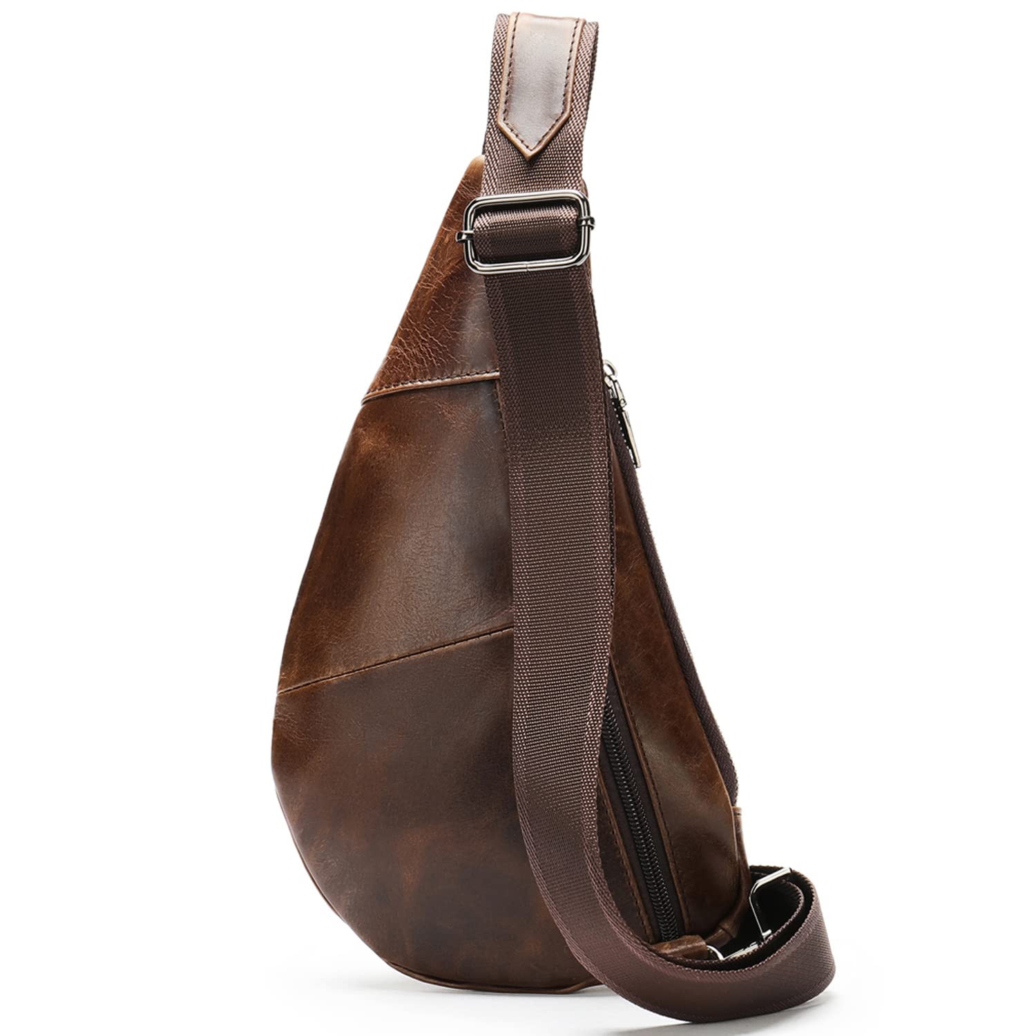 Leather Crossbody Sling Bag for Men Women Single Shoulder Chest Pack Backpack…