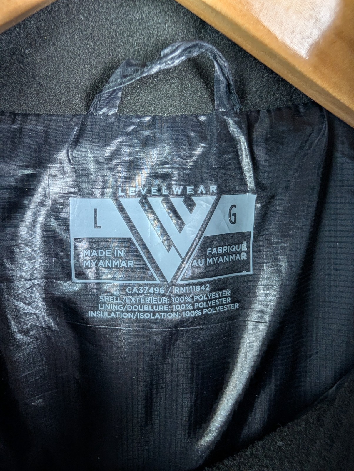 LEVEL WEAR Insulated Puffer Vest Jacket Sz L Black Men’s Full Zip