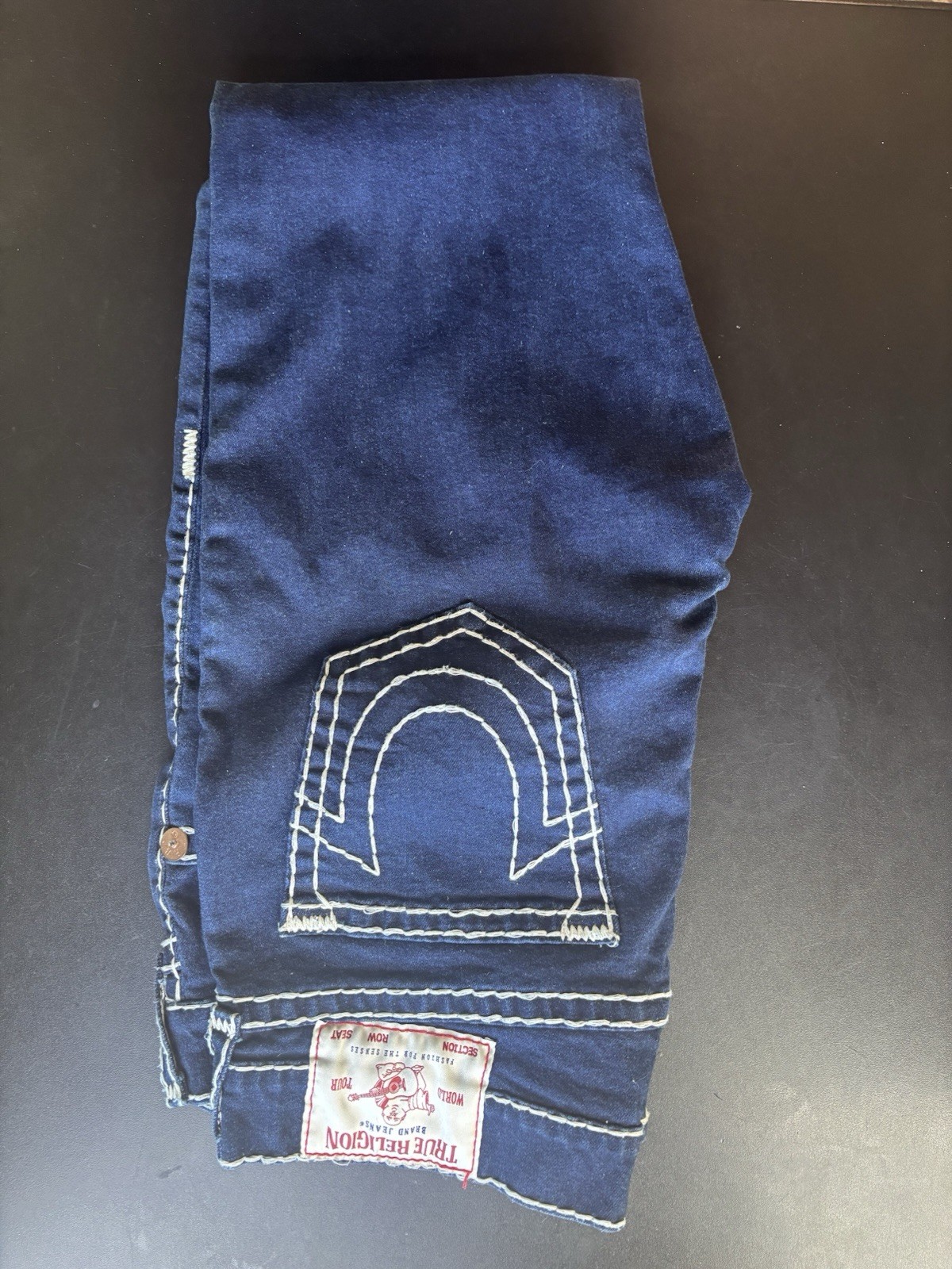 TRUE RELIGION Ricky Super Flap Relaxed Straight Jeans Blue size 36