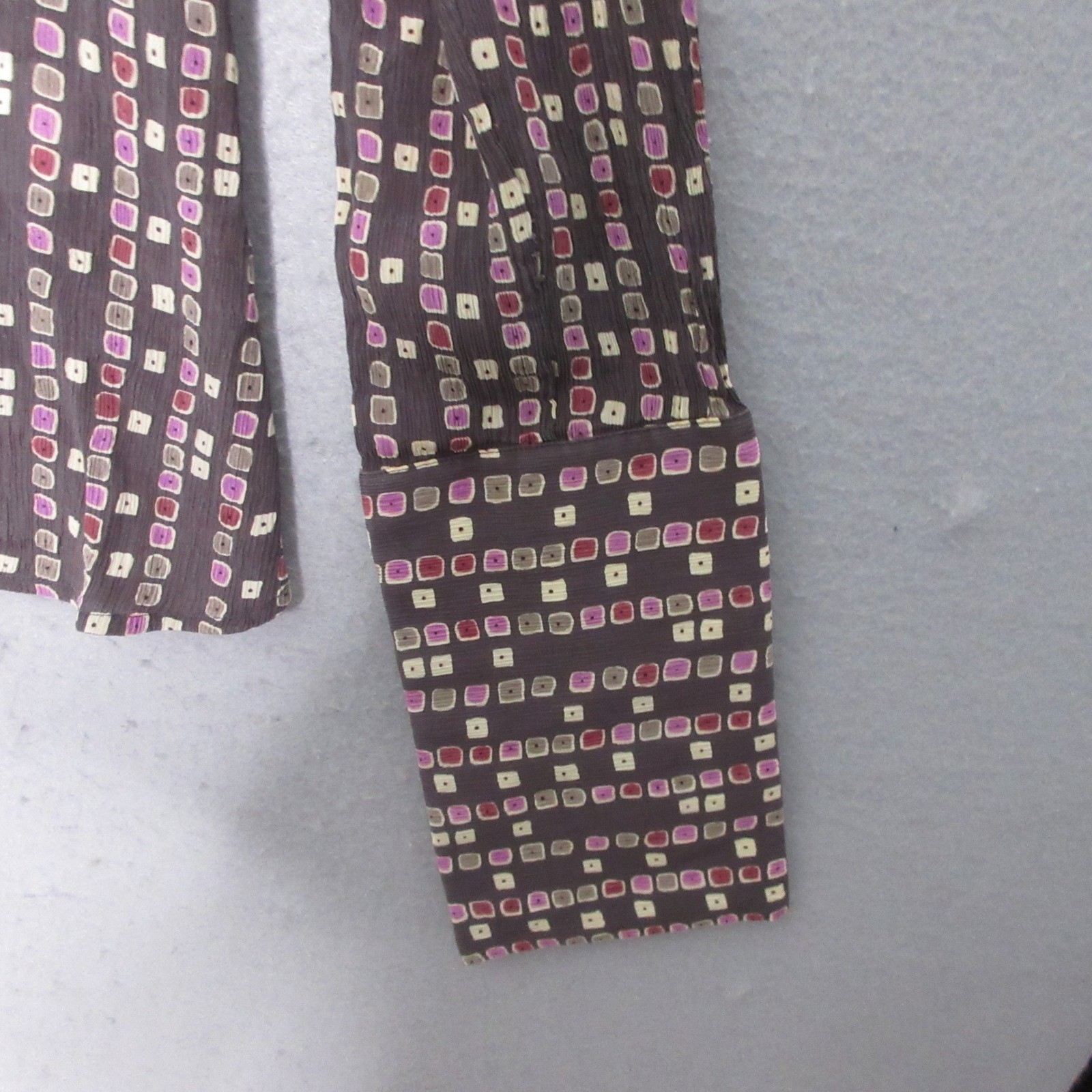 St John Sport Top Large Silk Geometric Button Up Crinkle Designer Quiet Luxury