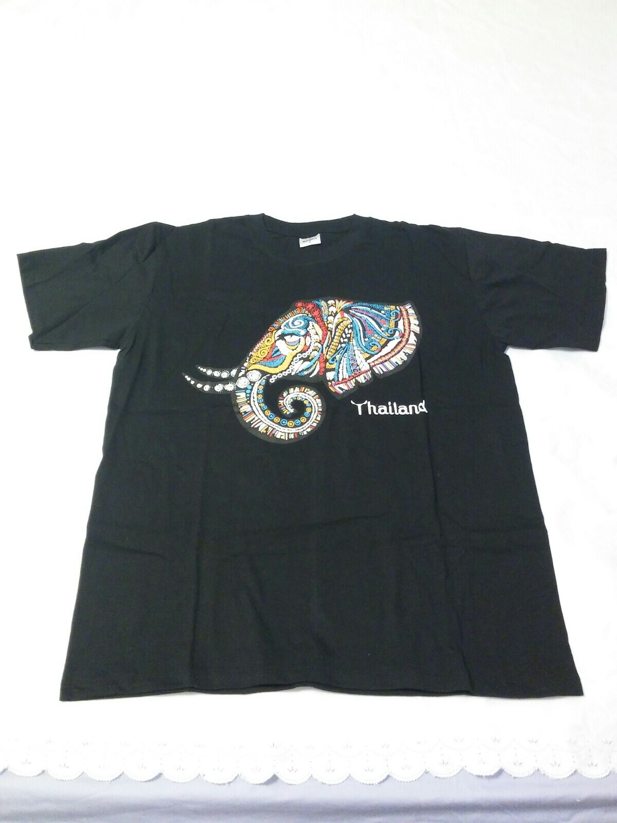 3D Elephant Print Thailand Black T Shirt Souvenir Size Large new