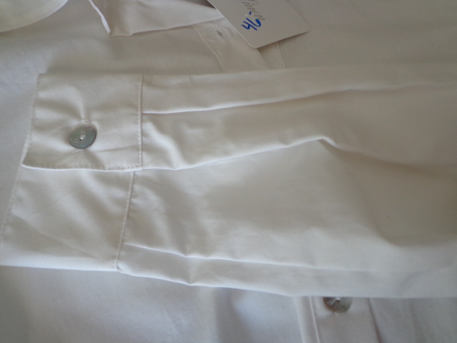 NWT I Love Linen Hi-Lo Button Down Blouse S White Long Sleeve Button Cuff