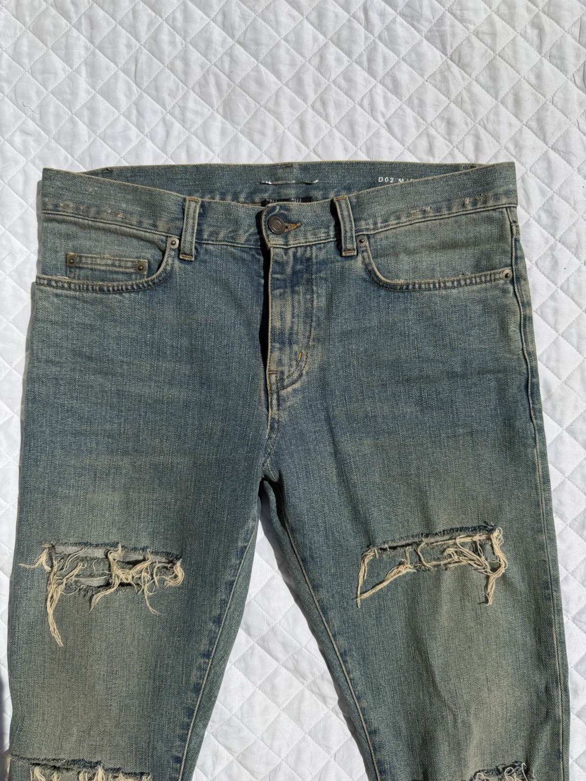 SAINT LAURENT Paris D02 Mens 2014 Hedi Slimane Crash Denim Skinny Jeans 31×34