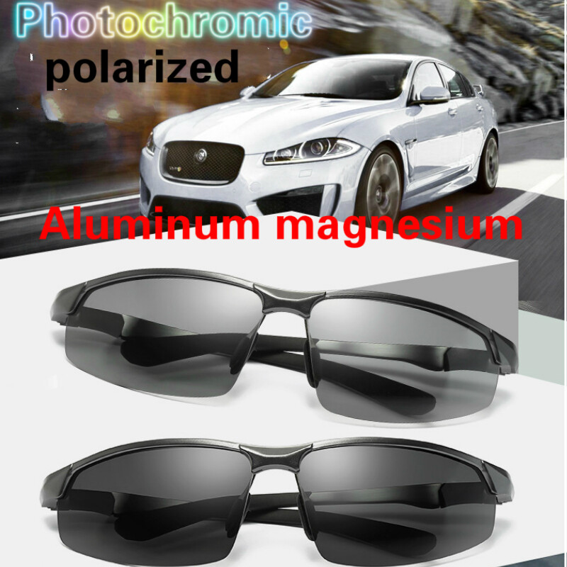 Aluminum Polarized Photochromic Sunglasses Men Chameleon Driving Sports Glasses