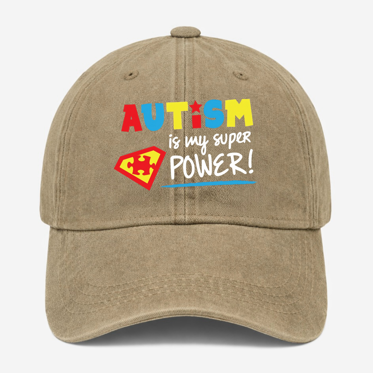 AUTISM Awareness Support Hat Puzzle Piece Washed Cap Colorful Dad Cap Gift Idea