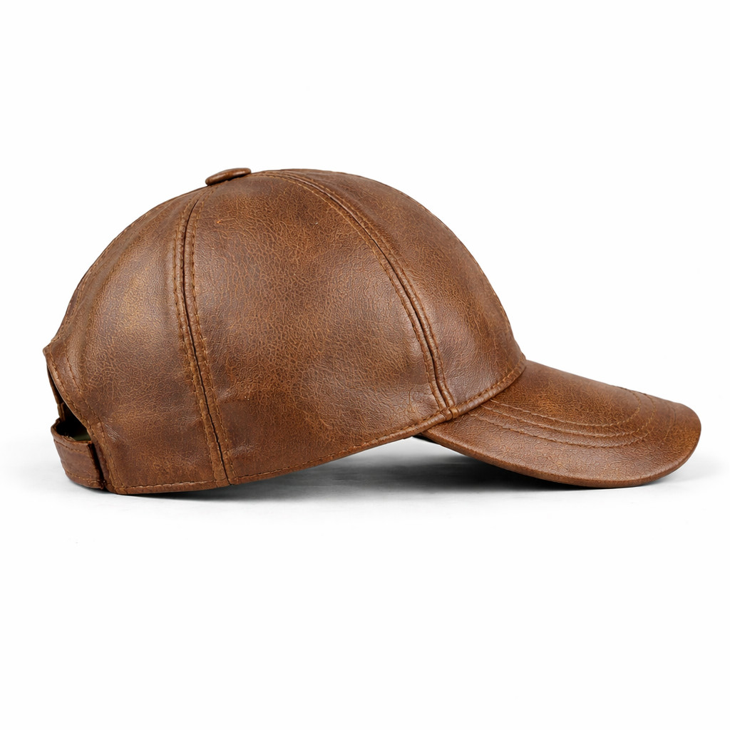 Vintage Leather Baseball Cap Hat – 100% Genuine Sheepskin Leather Hat