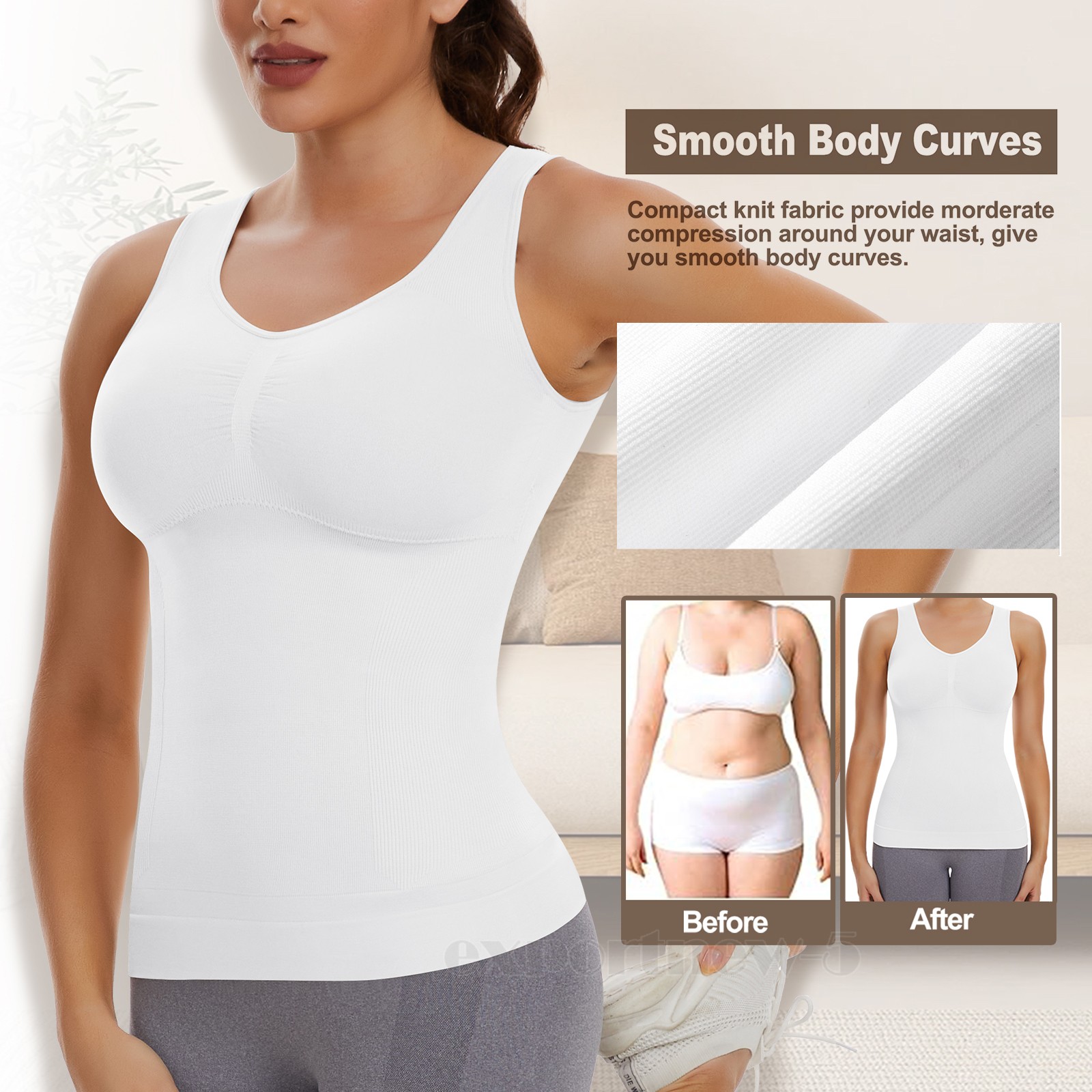 Women’s Cami Shaper Tummy Control Padded Bra Camisole Cami Compression Tank Top