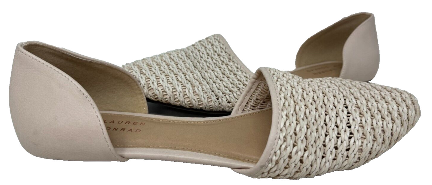 LC Lauren Conrad Women’s Calcite Slip On Woven Flats Natural Size:10 73D