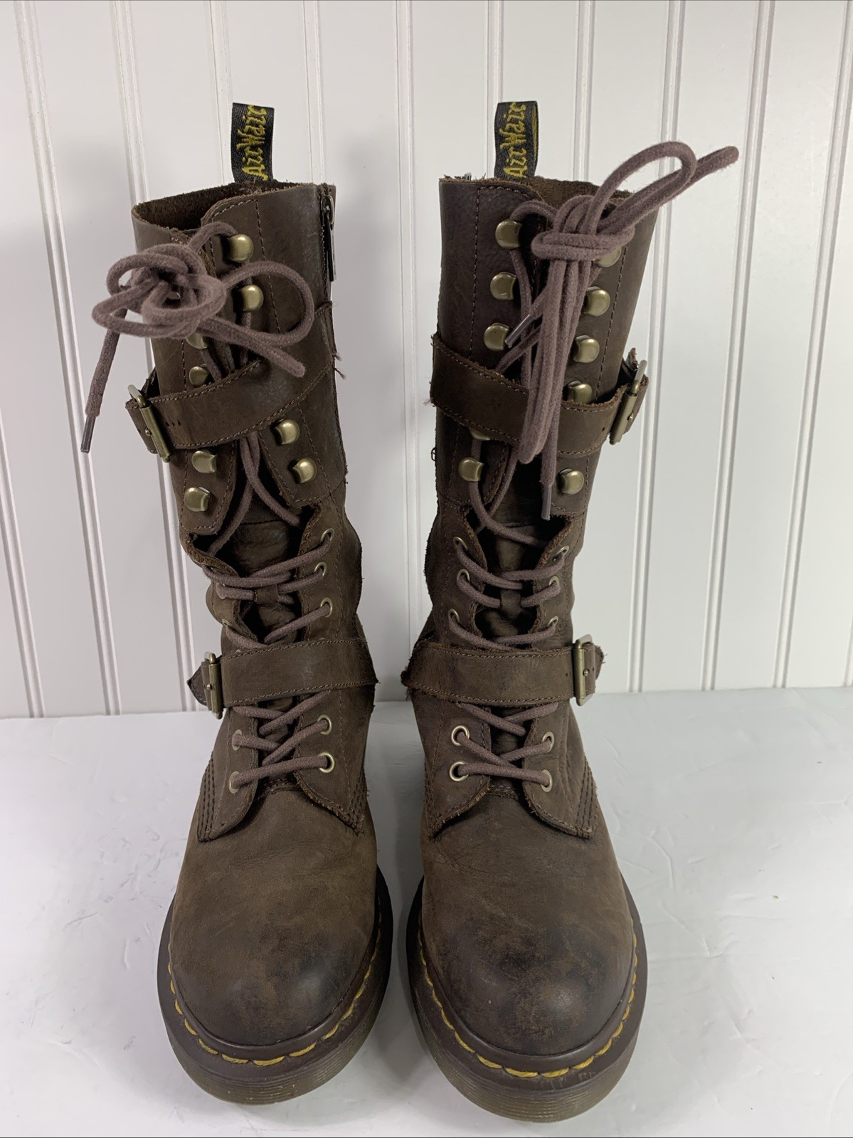 Dr. Martens Josefa Calf Boots – Brown Leather – Women’s Size 8