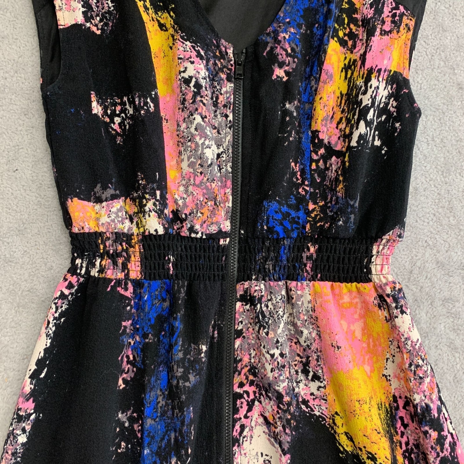 Bar III Women’s S Abstract Print Sleeveless Mini Shirt Dress Multicolor P0051