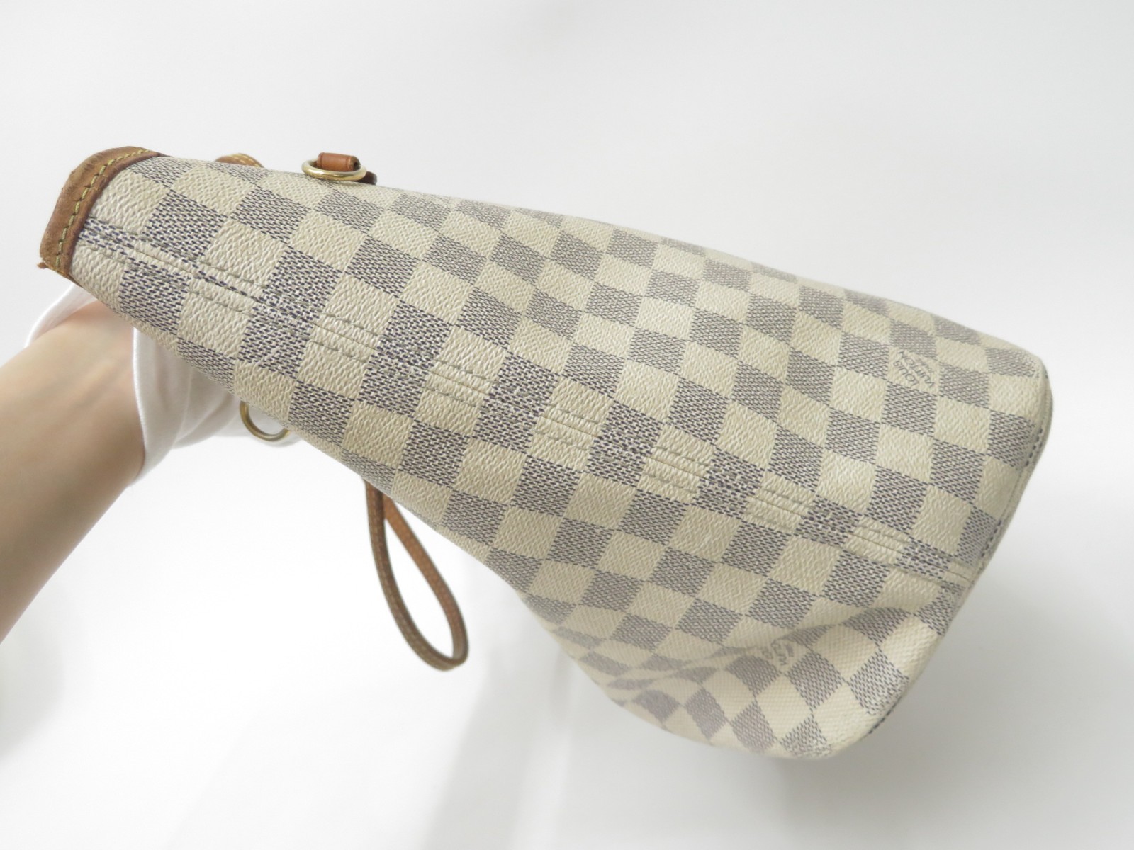 Authentic Louis Vuitton Damier Azur Neverfull MM Shoulder Tote Bag F#51574