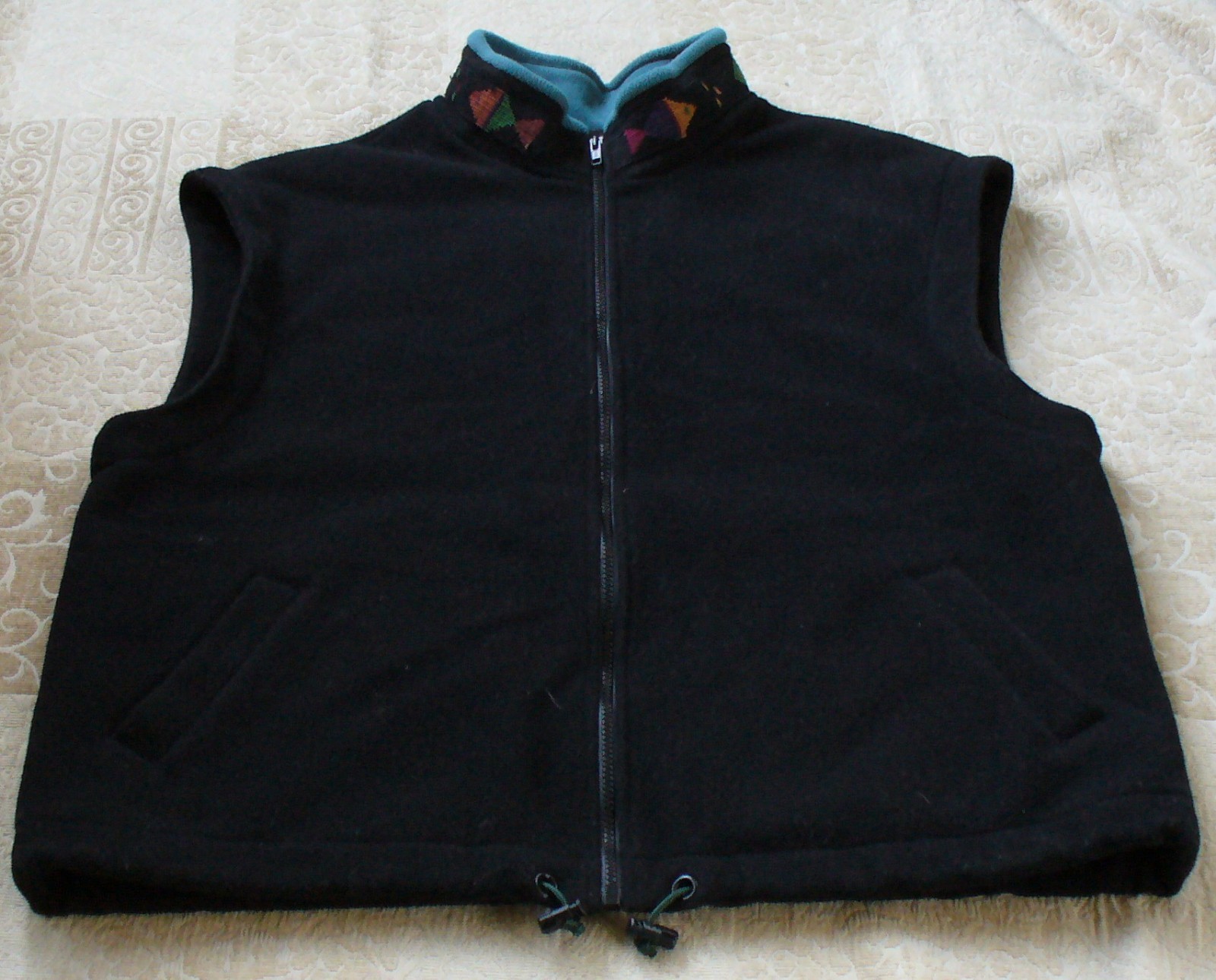 A TAIL WE COULD WAG Vest BLACK Wool Blend Maya Southwest L/XL MADE IN USA