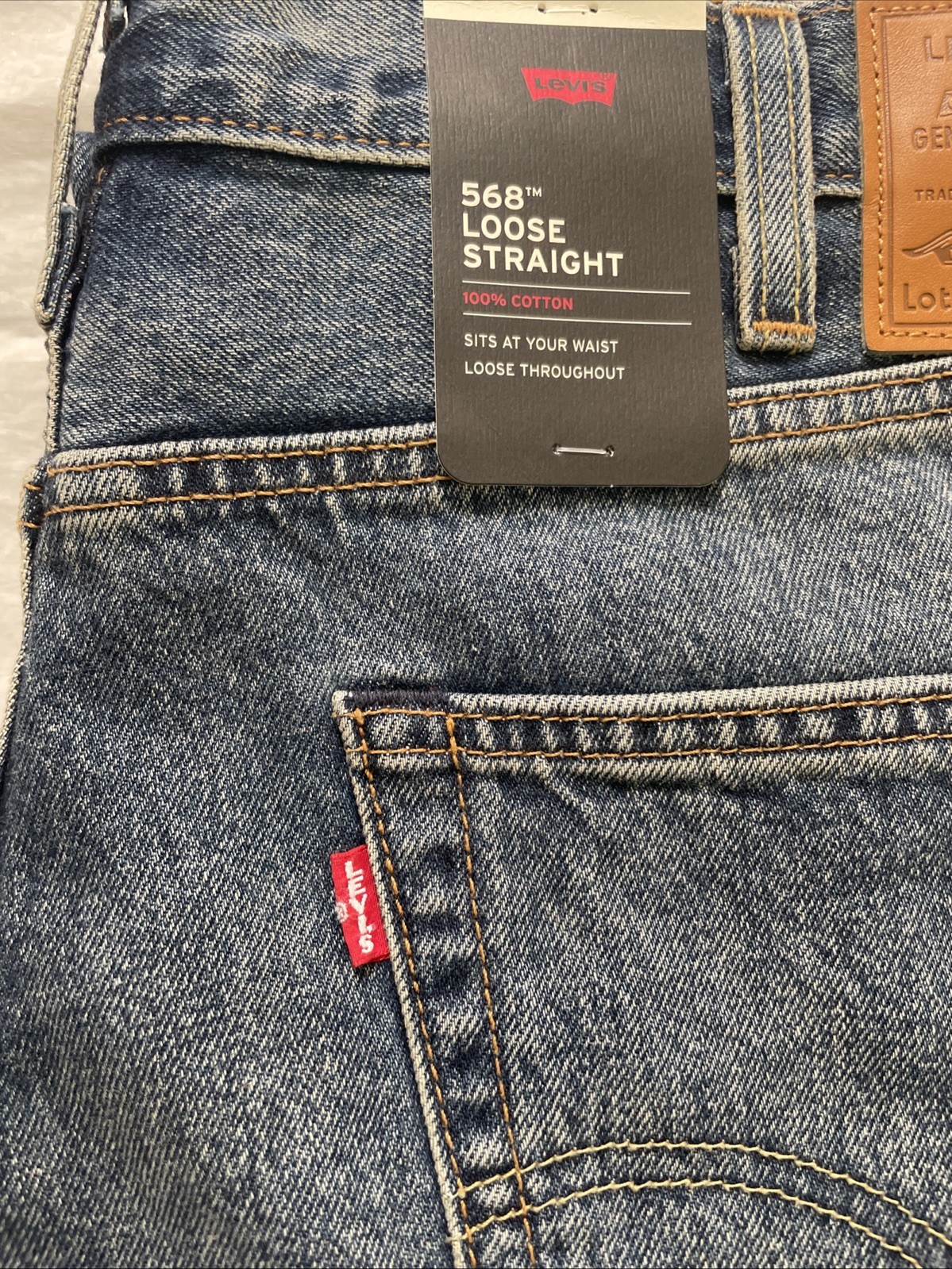 Levi’s Premium 568 Loose Straight Blue Jeans Men’s Measured Sz. 38-39X31 See Des