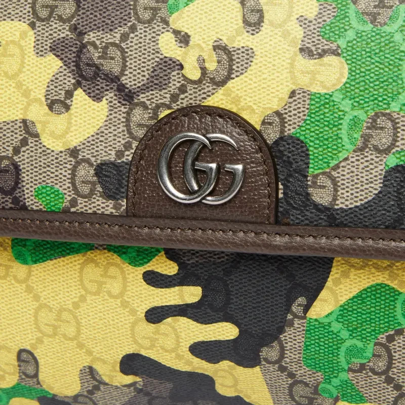 Gucci GG Supreme Monogram Camouflage Belt Bag Green/Yellow Authentic NWT