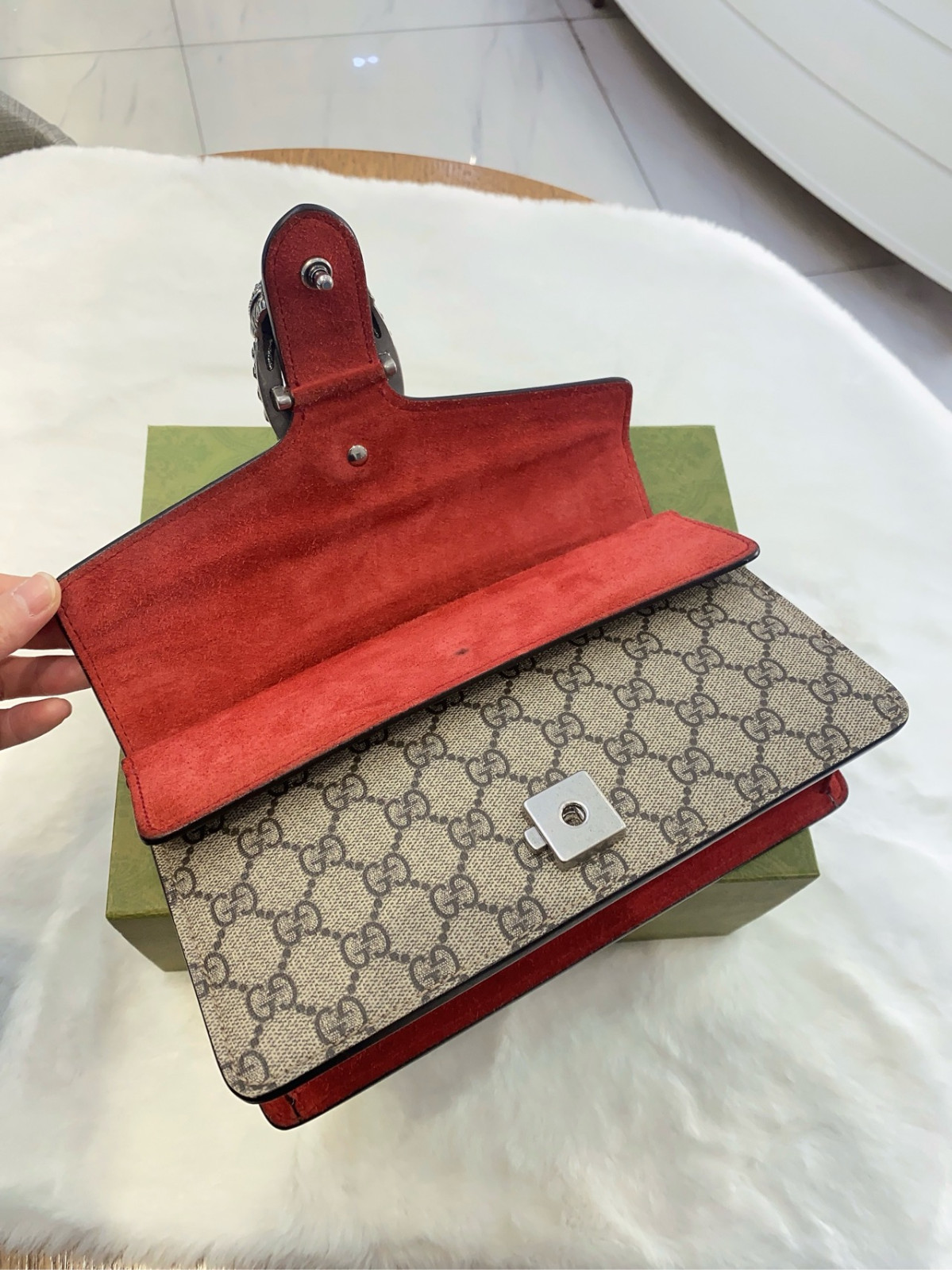 Authentic Gucci Dionysus Medium GG Supreme Canvas and Suede Shoulder Bag eBay AG