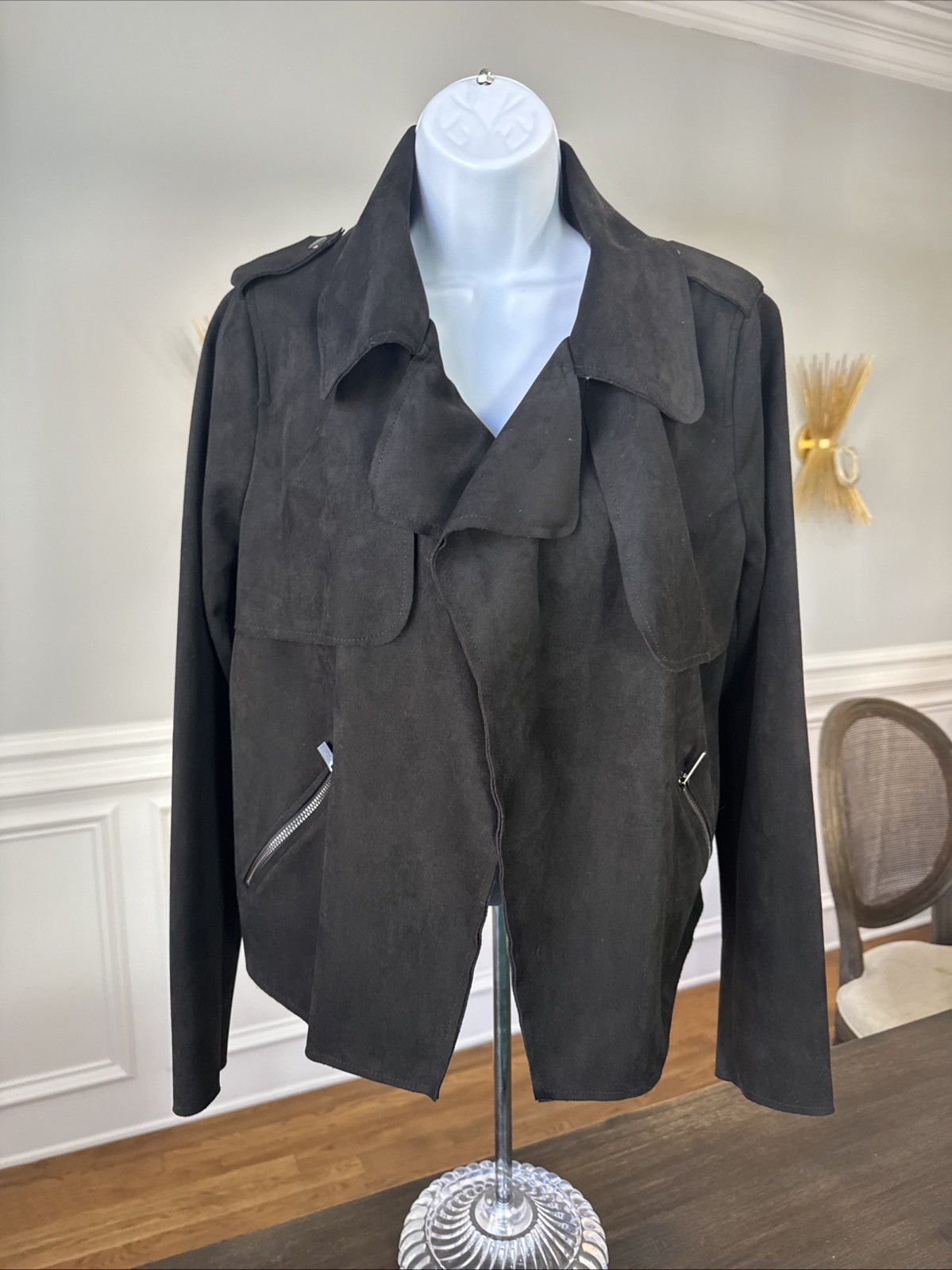 KUT from the KLOTH Jeans Women Black Suede Moto Jacket Top – Size Large – Unique