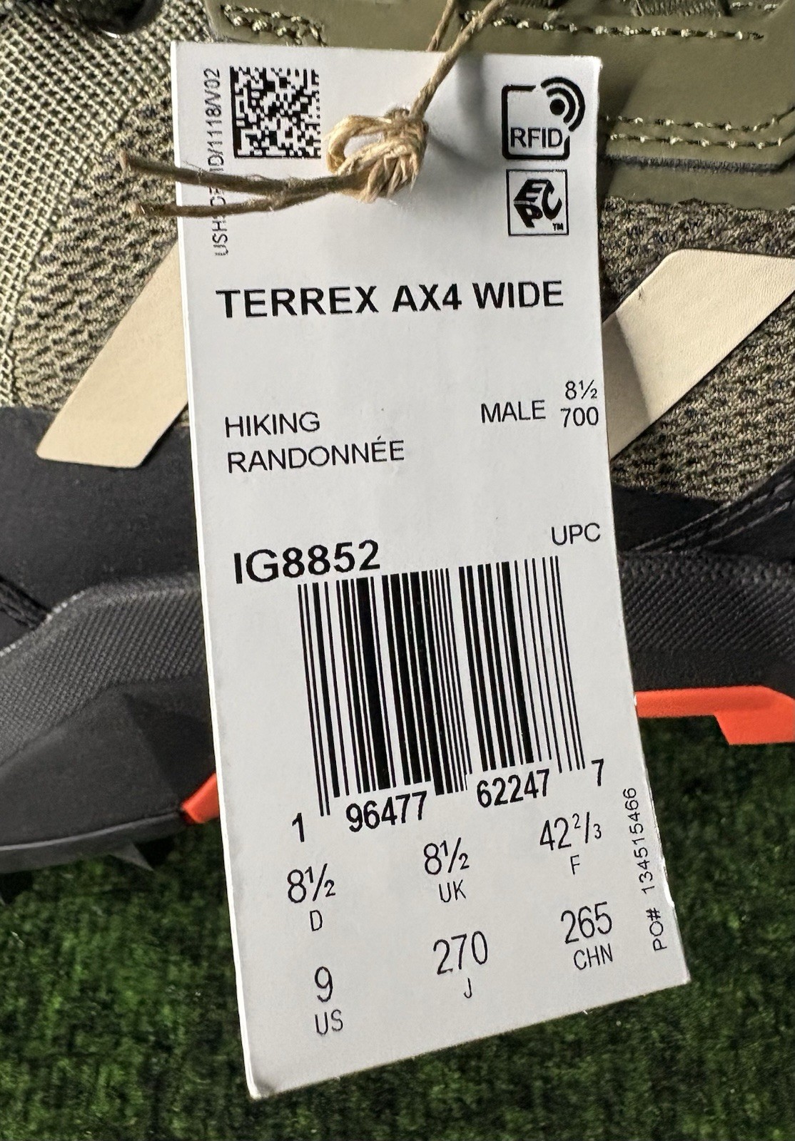 US Men’s 9 Wide – Adidas TERREX AX4 “Olive Strata Core Black” IG8852, Hiking