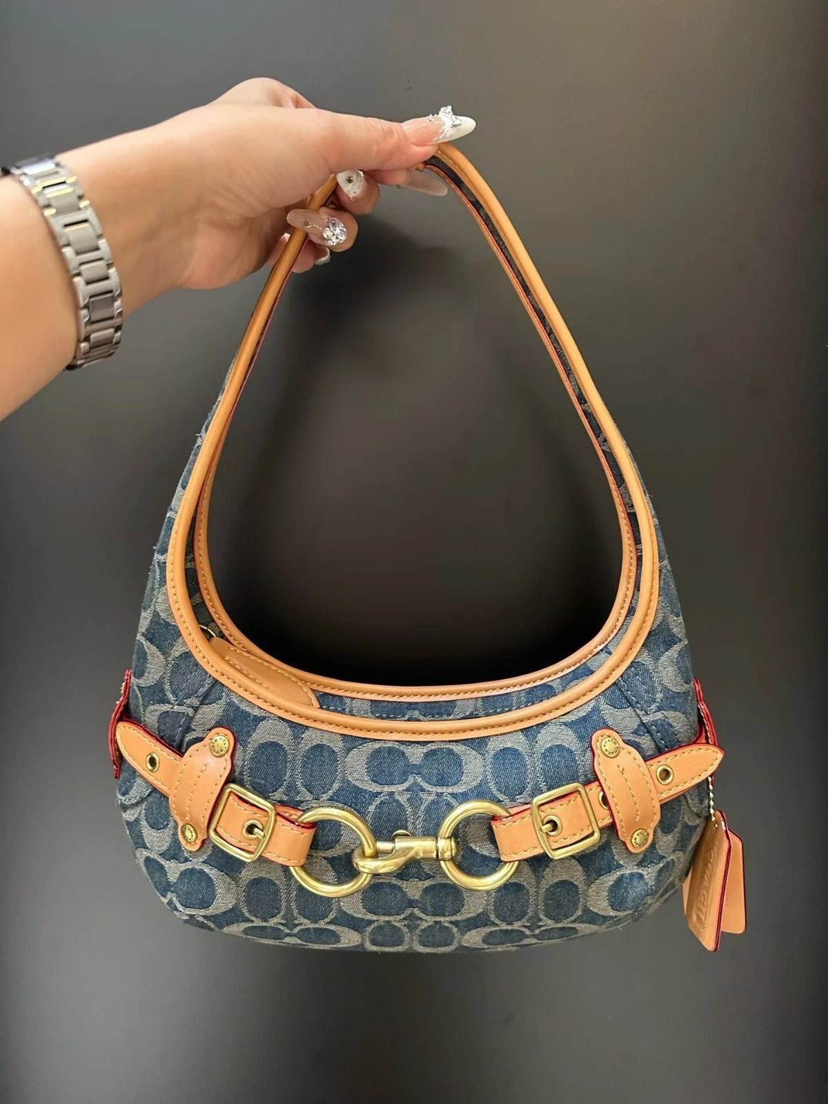Coach Belted Ergo 26 Signature Denim CEN94 NWT