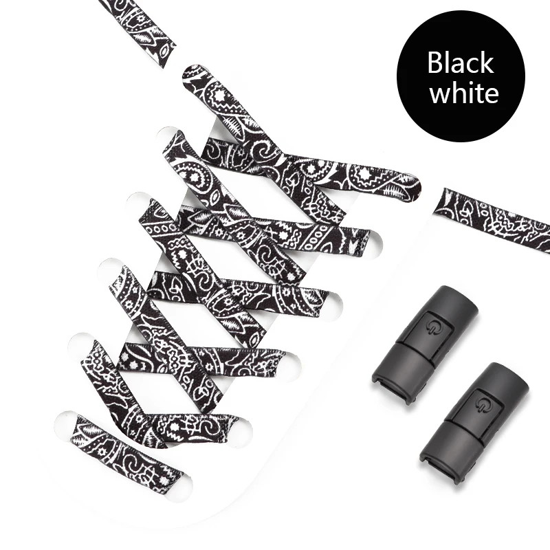 0.8cm Wide Flat Shoe Laces Without Ties Elastic Shoelaces Colored Pattern Organi