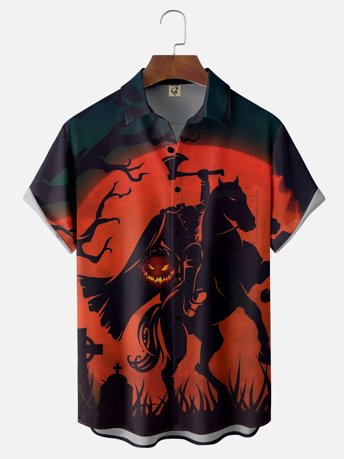 Halloween Headless Horseman Pumpkin Retro Casual Shirt