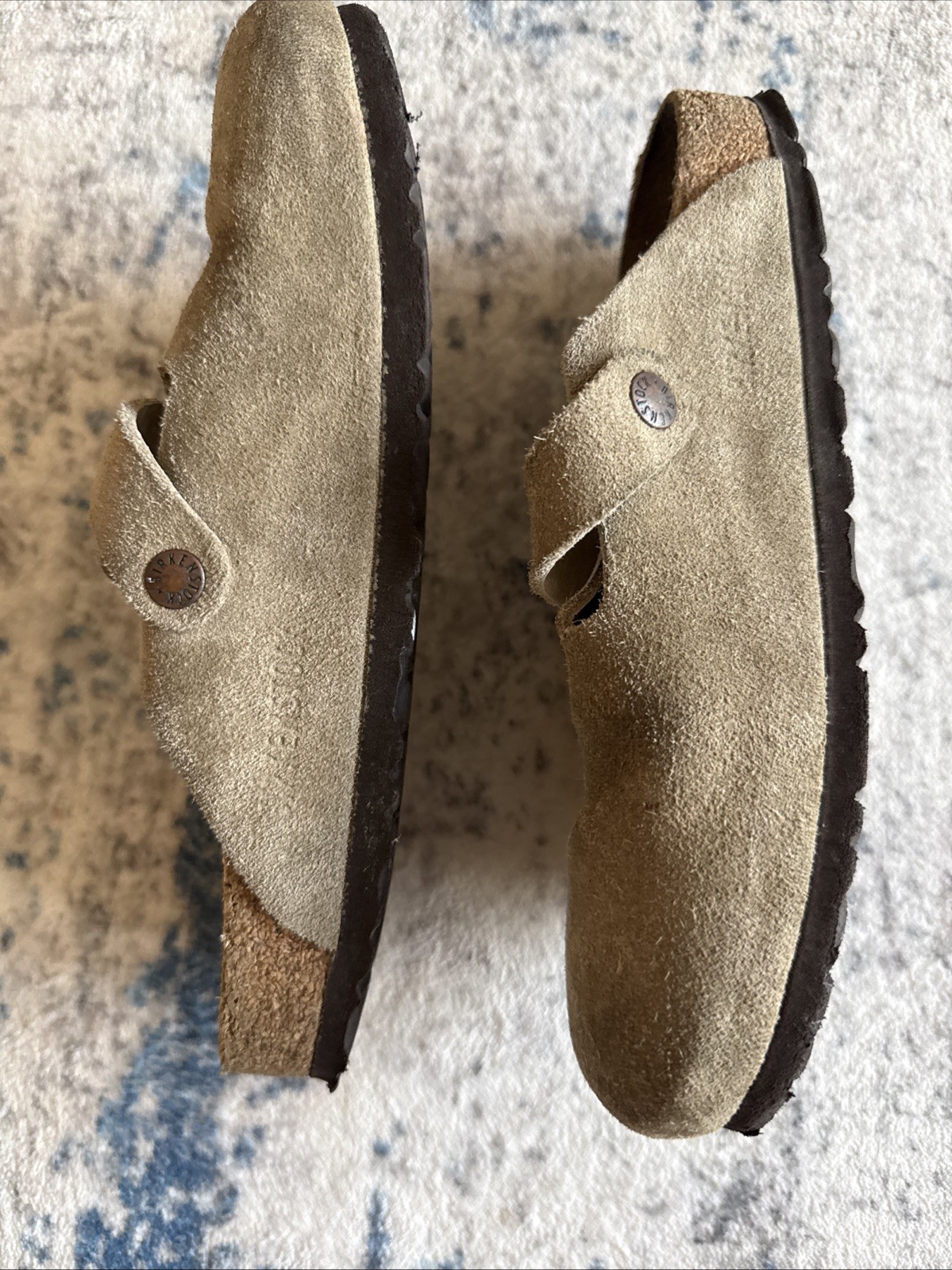Birkenstock Boston Clogs Womens 39 US 8 8.5 Narrow Light Sage Gray Suede Slip On