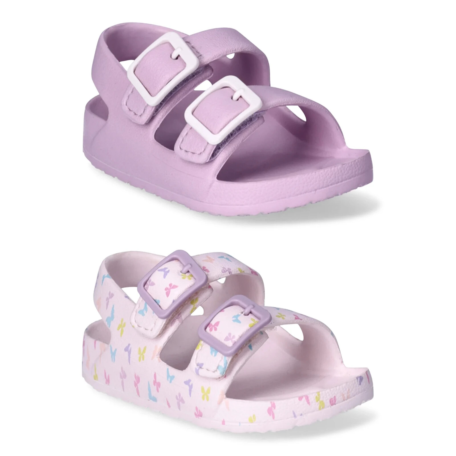 2-Pack Wonder Nation Buckle Sandals Baby Girl 2 Purple Ethylene-Vinyl Acetate