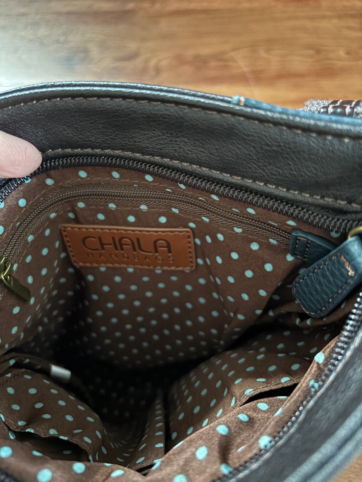 Chala Blue and Brown Crossbody with Dragonfly keychain