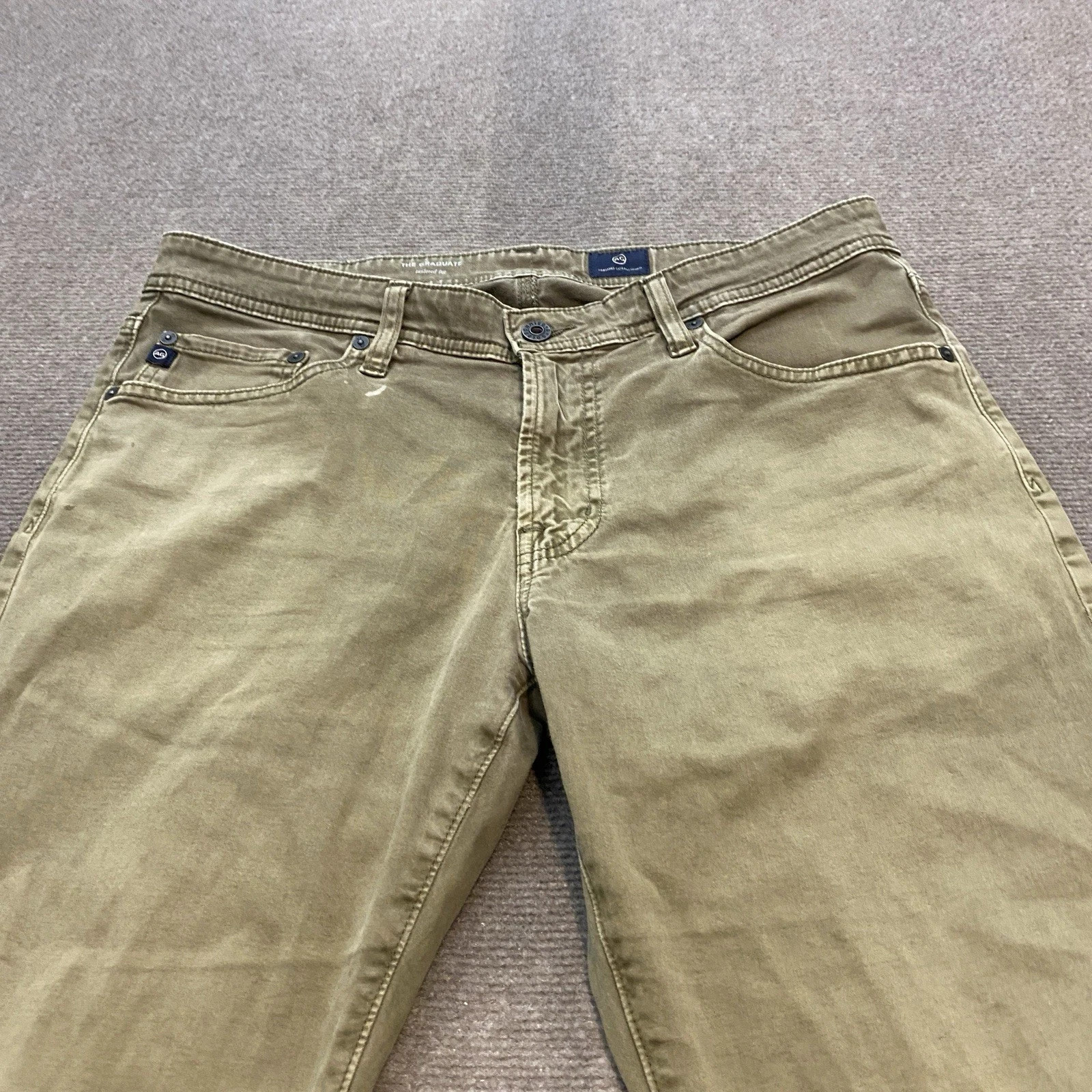 AG Adriano Goldschmied Pants Men (34×32) Green Stretch The Graduate Tailored Leg
