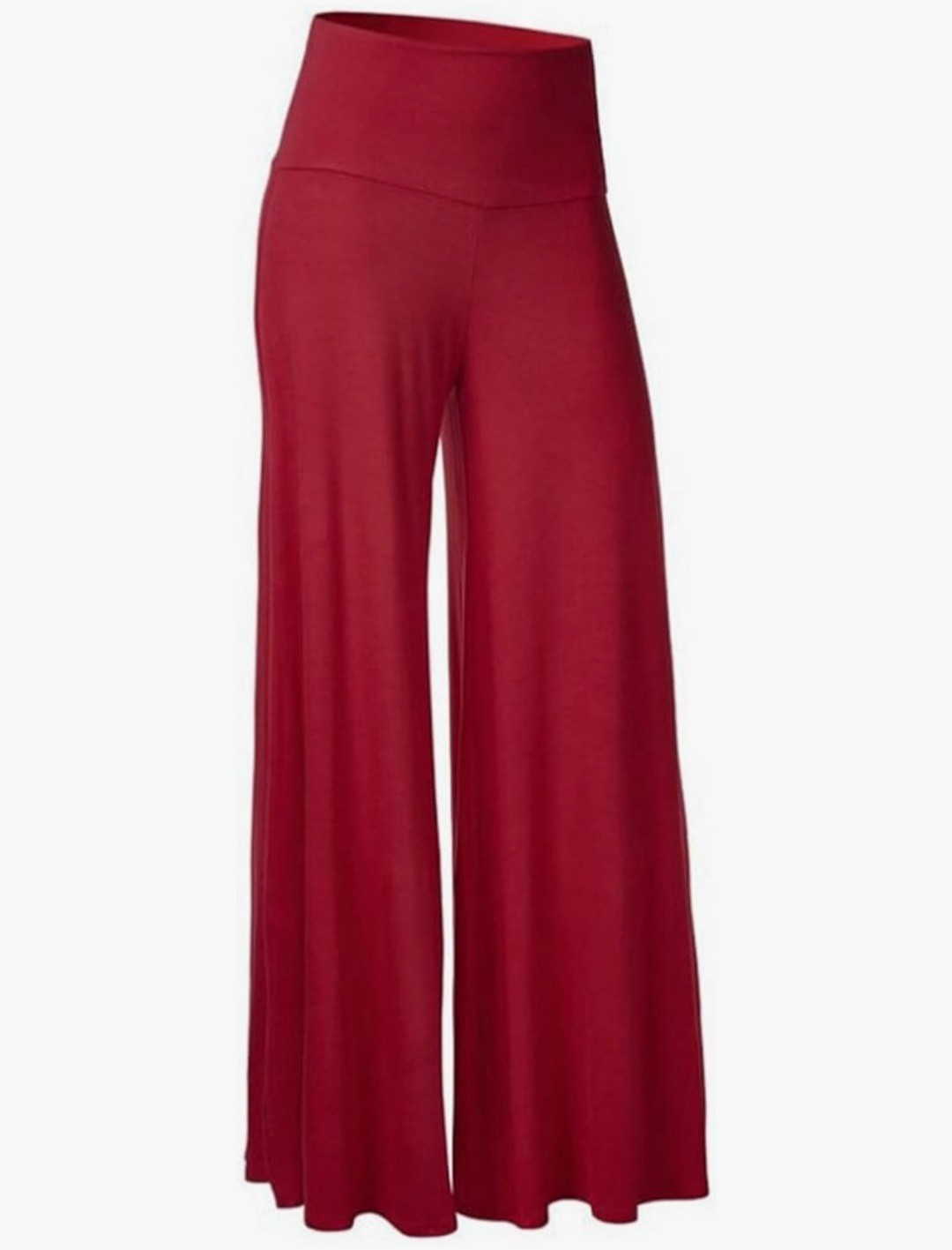 Source Unknown Wide-Leg High-Waist Pants – Deep Red (Large)