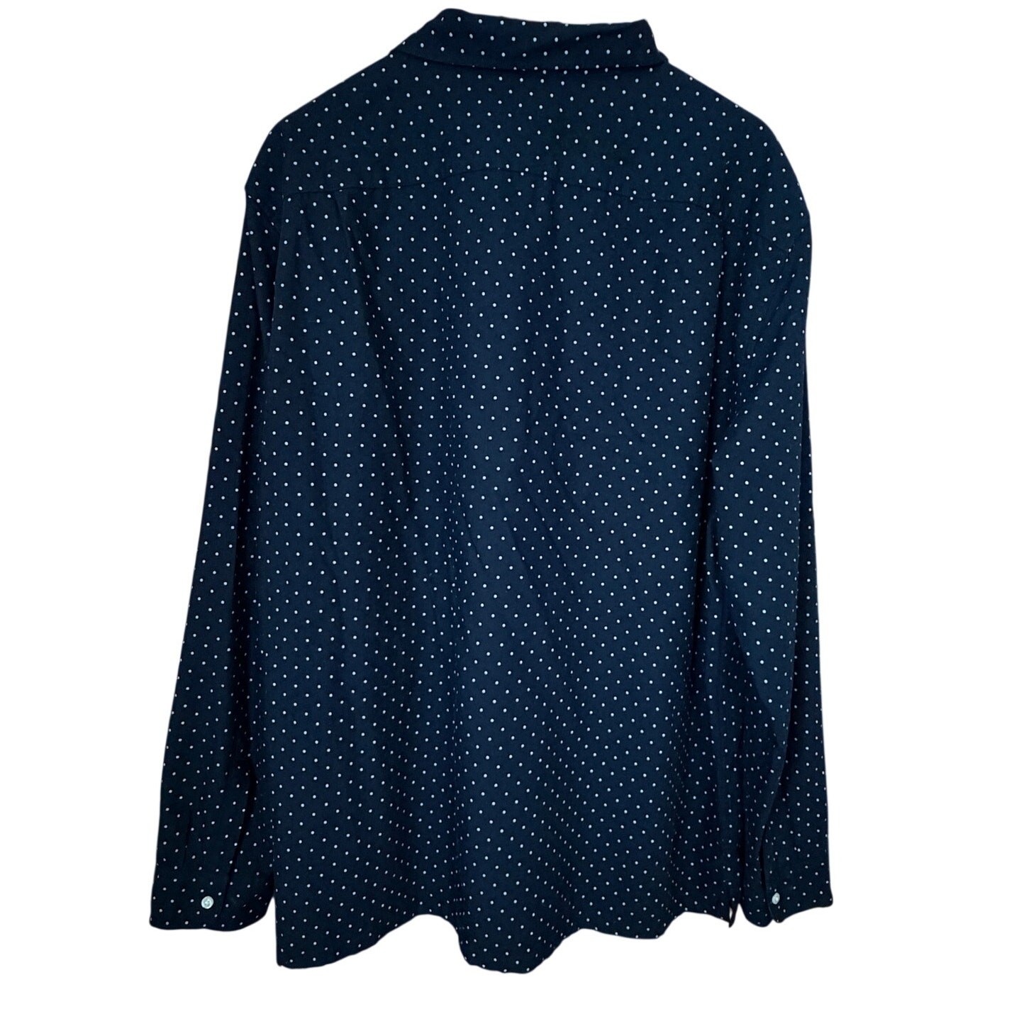 J. Crew Perfect NWT Dark Blue Shirt White Polka Dots Size XXL Wool Blend