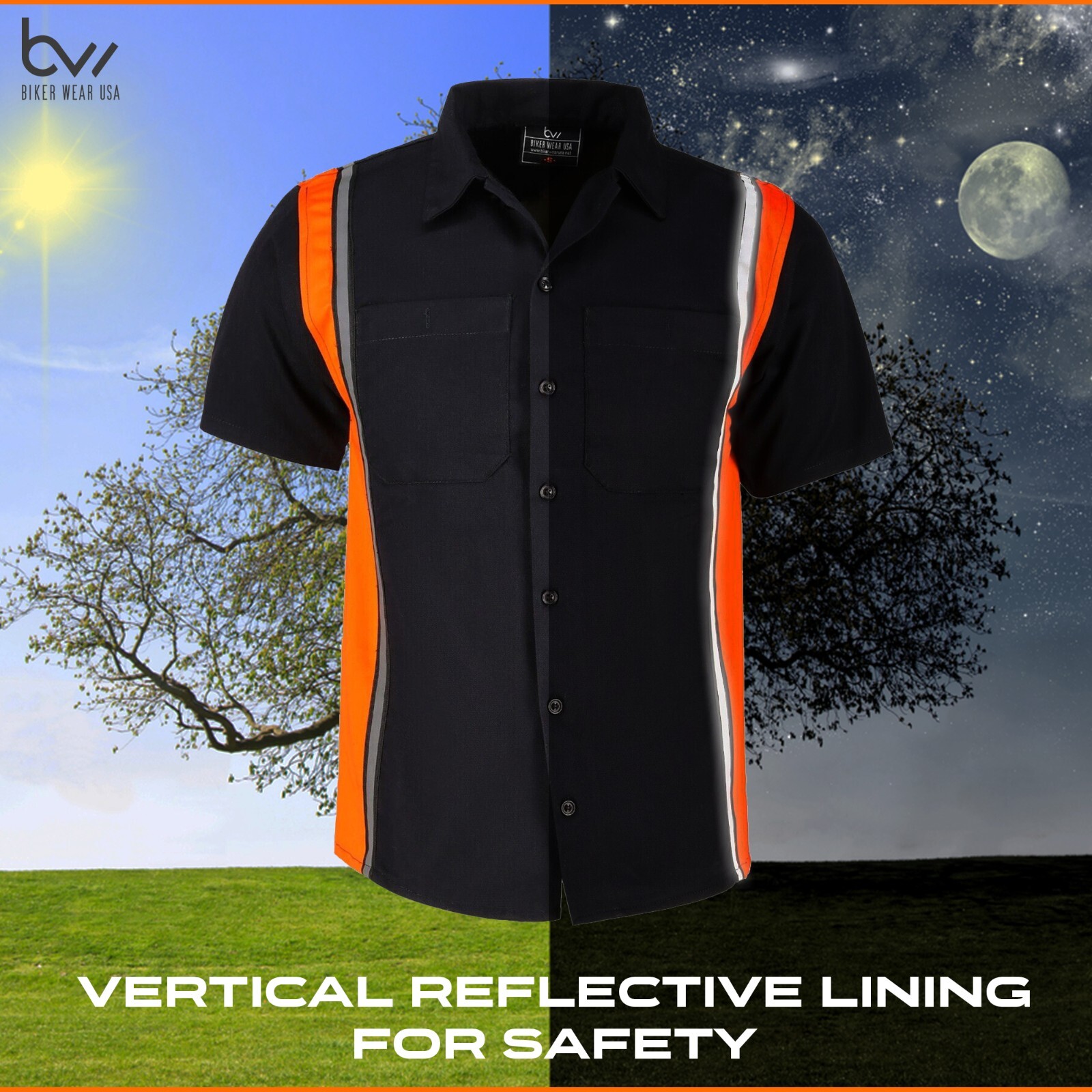 MEN’S WORK SHIRT-HEAVY DUTY MECHANICAL/INDUSTRIAL WITH REFLECTIVE SAFETY LINING