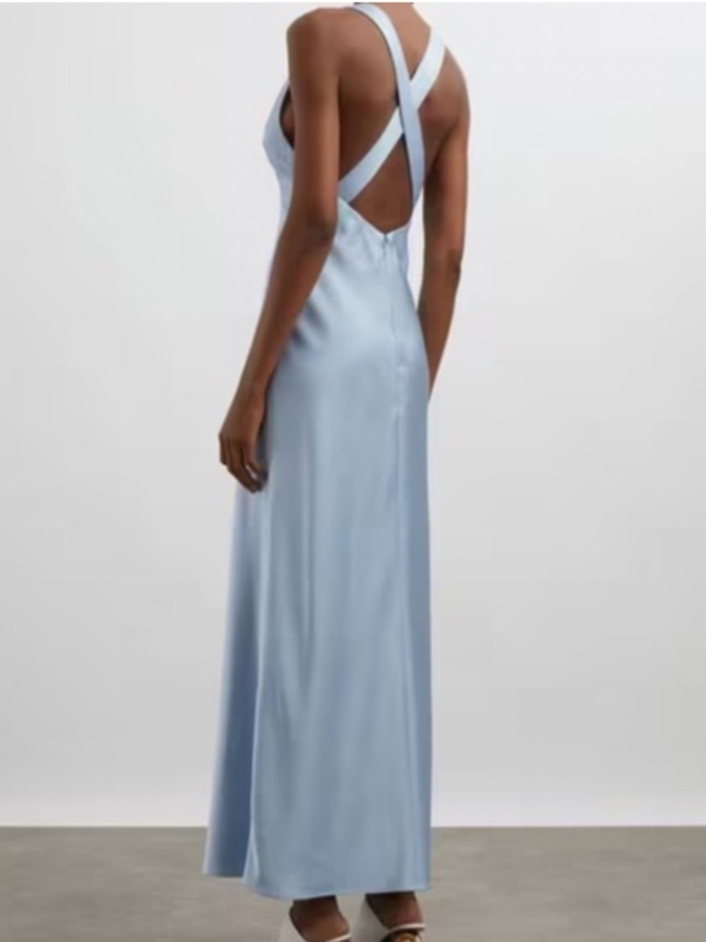 Significant Other Satin Maxi Dress Size 12 Light Blue Cross Strap Slip Dress