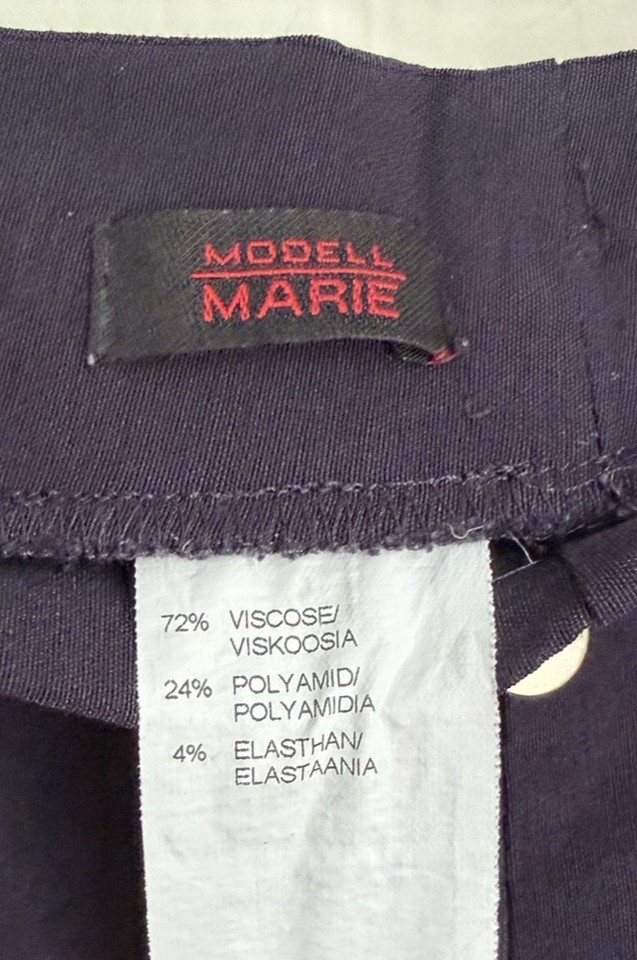Robell Model Marie Trousers Navy Elastic Waist Pullover Crop Size 14 Work Travel