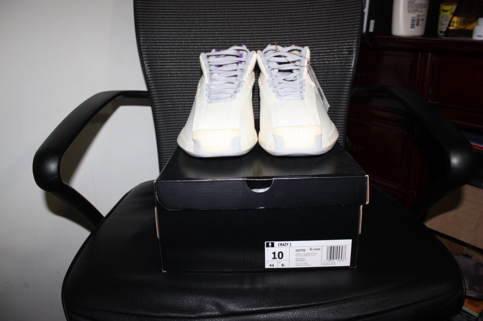 Adidas Crazy 1 ‘Cream White Active Purple’ Basketball Shoes Mens Sz 10 IG3735