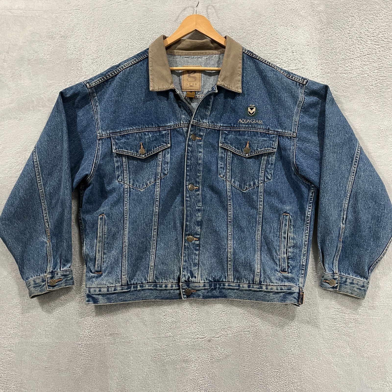 Vintage Denim jacket Gear for Sports XL Embroidered 90s Cowboy Southwestern Y2K