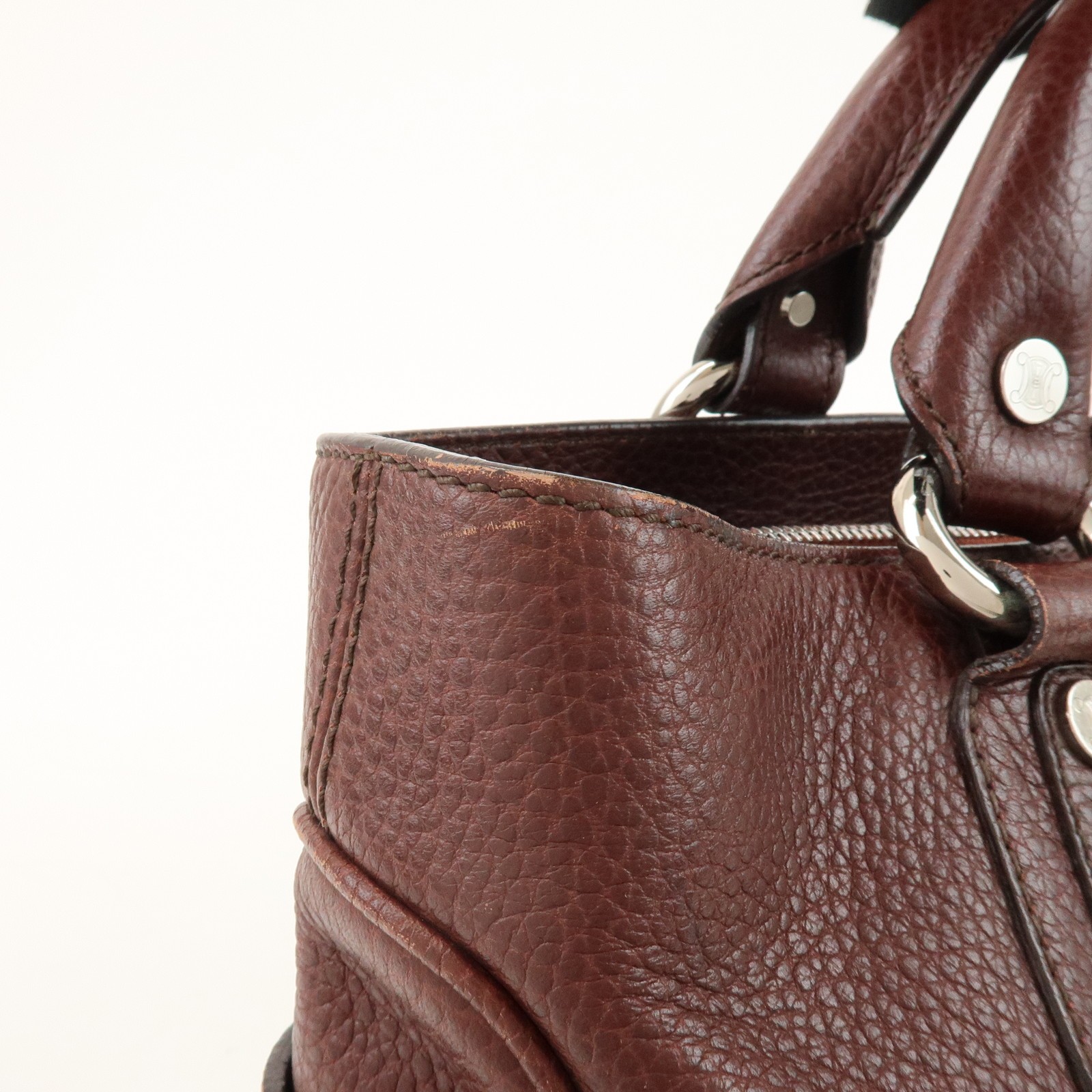 CELINE Leather Boogie Bag Hand Bag Tote Bag Brown Authentic Used F/S