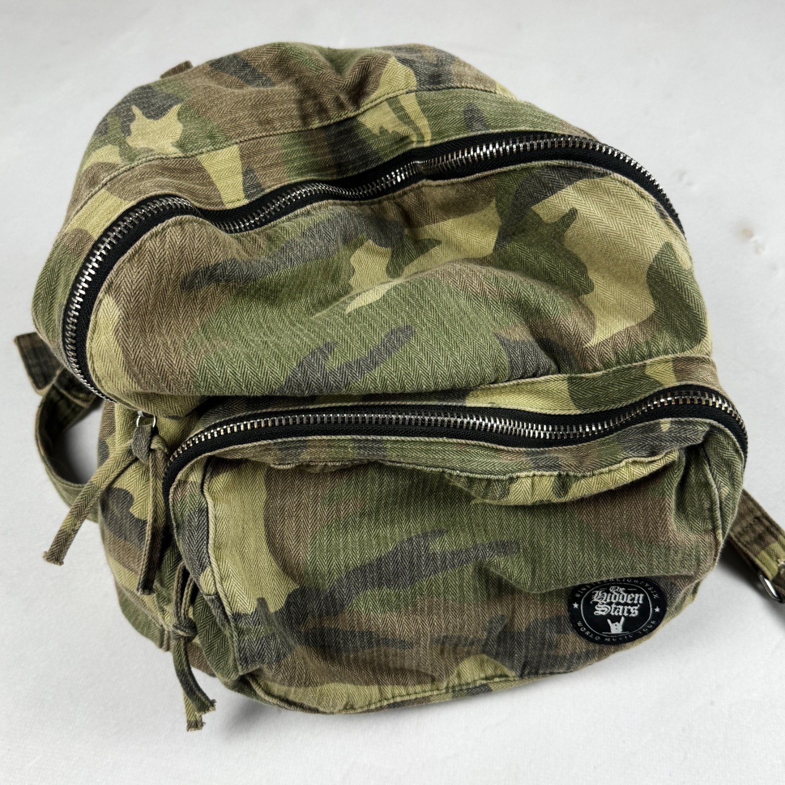 Vintage Seven Stars Camo Backpack Military Army Canvas Rucksack Y2K Streetwear