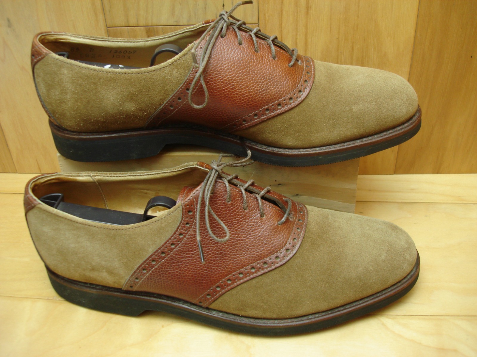 Men’s 8.5 D COLE HAAN Brown Suede Leather Saddle Oxford Shoes US MADE Vibram