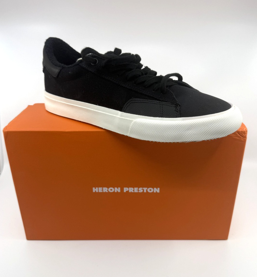 NEW in Box HERON PRESTON Vulcanized Low-Top Black White Sneaker СТИЛЬ Sz 44 11