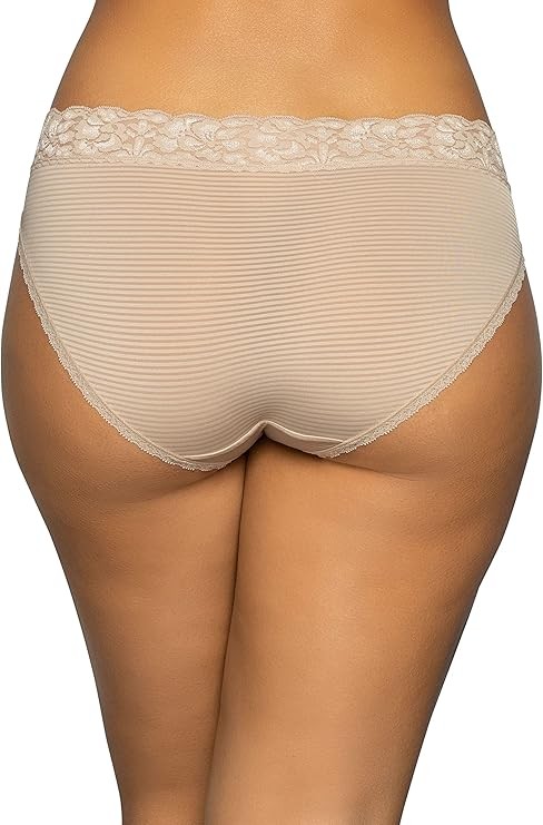 3 Pack Vanity Fair Women’s Flattering Lace Panties 18383 Bikini Beige, Sz 7 – 8