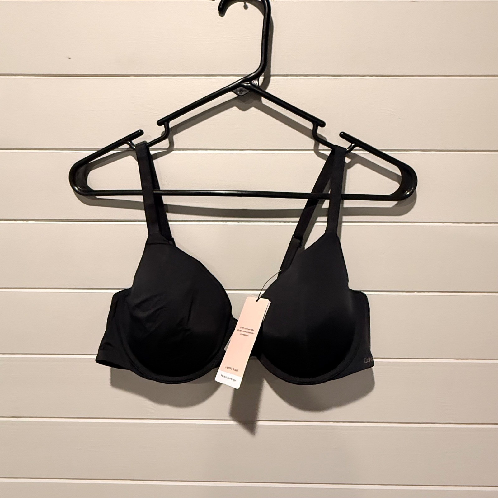Calvin Klein Perfectly Fit Flex Bra 38B Black Lightly Lined Convertible NWT