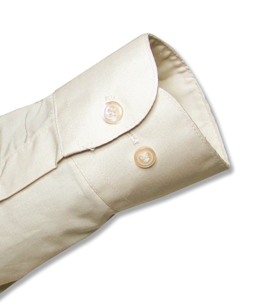 Mens Solid Beige Brown Color Dress Shirt with Convertible Cuffs sz 15 1/2 32/33