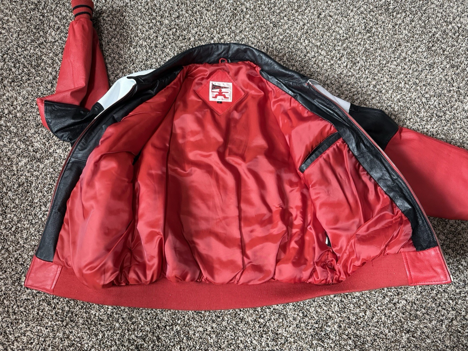 Vintage RARE Nebraska Cornhuskers Leather Jacket 90s Huskers College Phase Sz L
