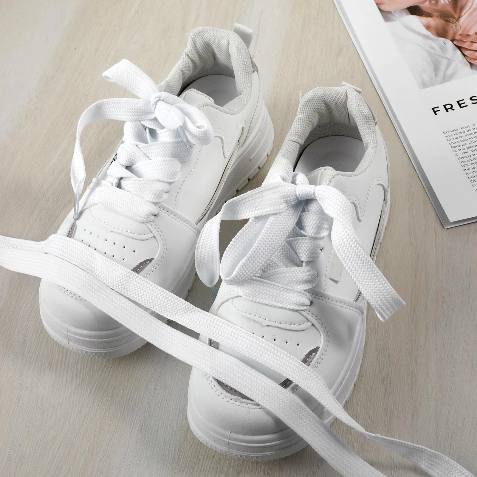 2 Pairs Fat White Shoe Laces for Sneakers, 3/4 2cm Wide Thick White Athletic …