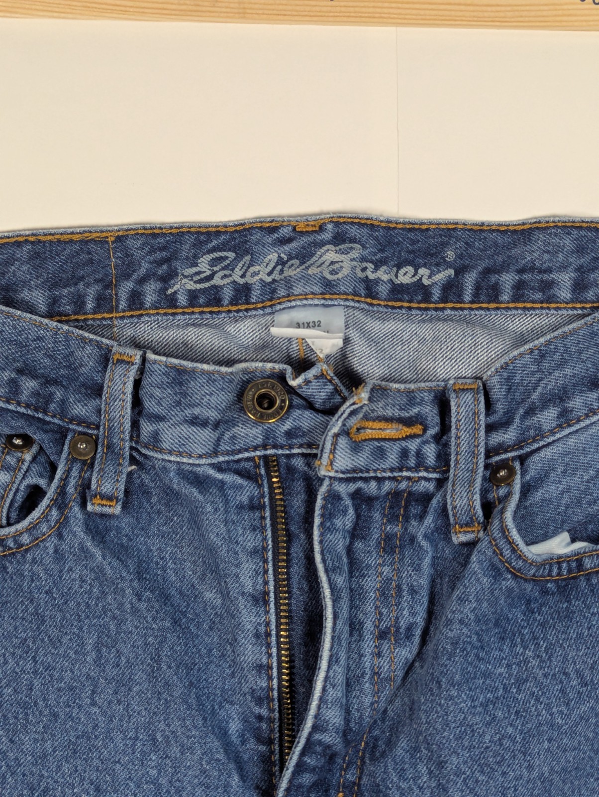 Eddie Bauer Straight Leg Denim Jeans Blue Medium Wash Classic Fit Mens 31×32