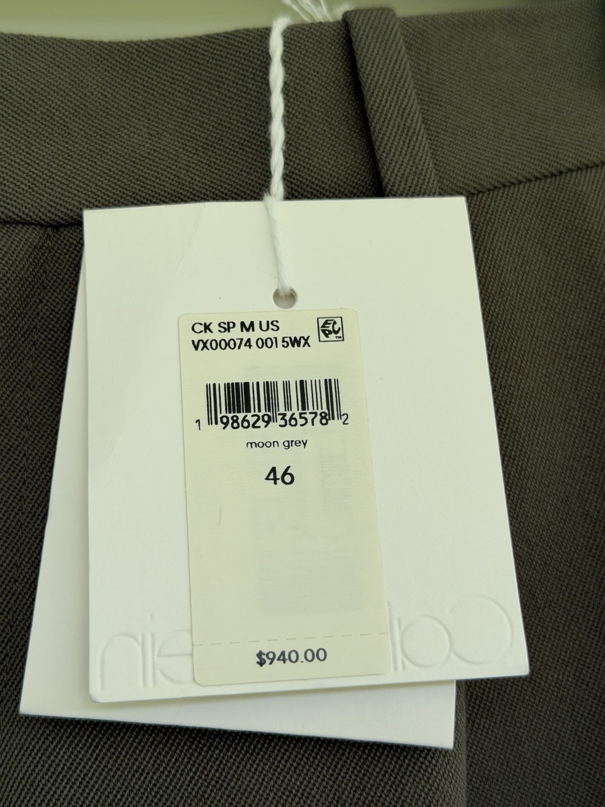 Calvin Klein Collection Wool Dress Pants Mens 46IT Moon Grey Italy NWT MSRP $940