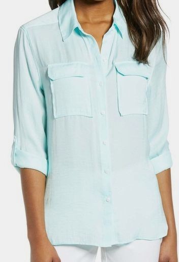 Vince. Women’s Green Jacquard-Dot Draped Sleeveless Blouse Top Size XXS