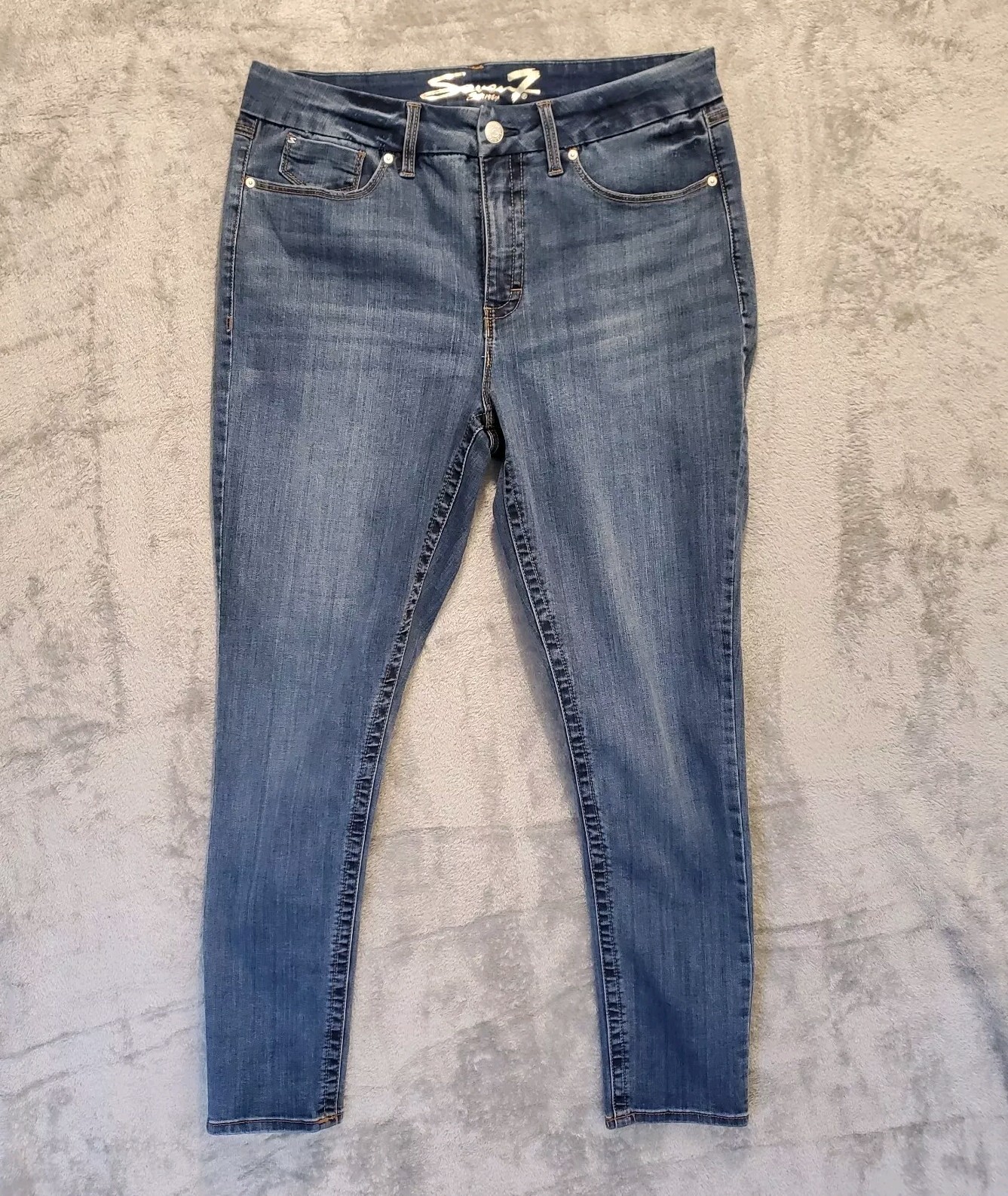 Seven7 Jeans Womens Size 16 Blue Tummyless High Rise Skinny Denim YKK Zip Front