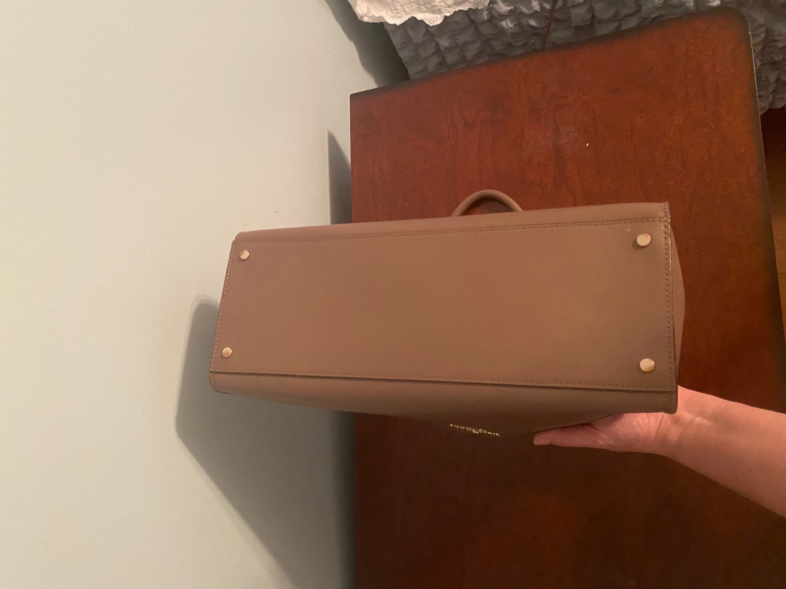 Kate Spade Staci Medium Satchel Taupe Handbag W/Double Handles & Crossbody Strap
